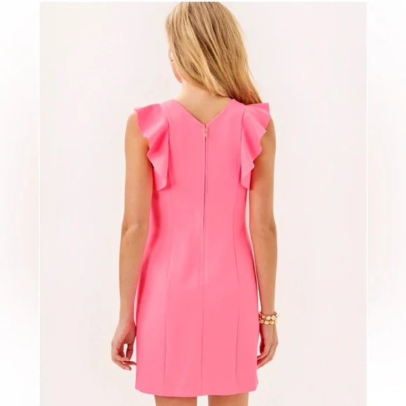 NWT $198 LILLY PULITZER MARITZA DRESS PINK FITTED ROUSSEAU PINK SIZE 10 - Picture 2 of 7